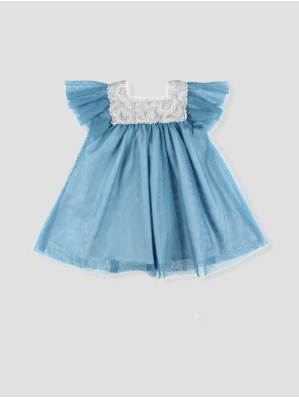 Vestido de tul para niña color azulina o rosa