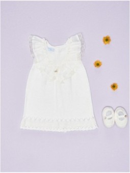 Vestido punto con puntilla valencienne
