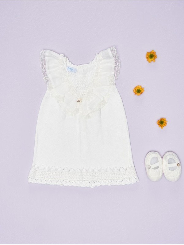 Vestido punto con puntilla valencienne