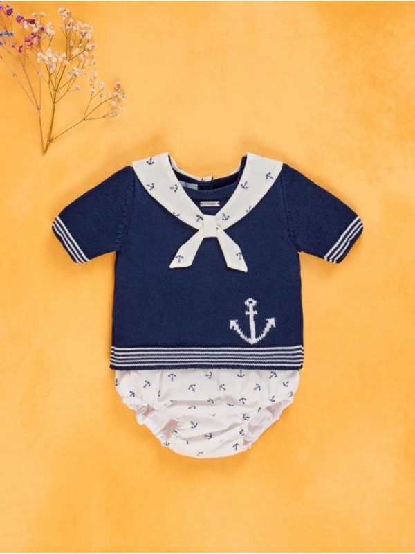 Sailor knit romper