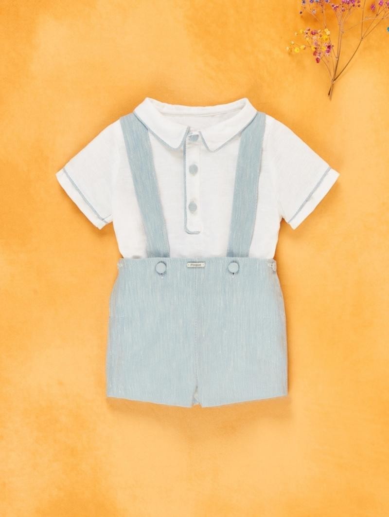 Camisa e calça falsa liso com tirantes
