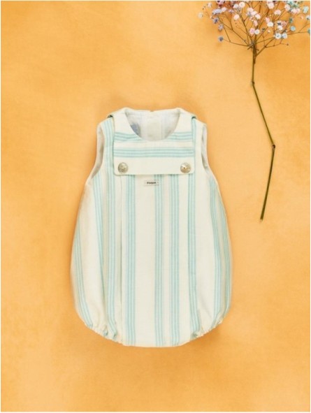 Green striped romper