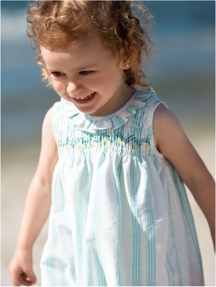 Vestido rayas con nido de abeja
