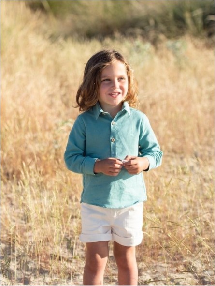Camisa linho pescoço camisero