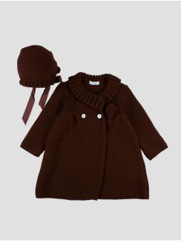 Girl’s knit coat and bonnet